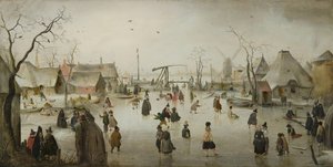 Néerlandais : Animation sur glace dans un village Scène de glace - Hendrick Avercamp