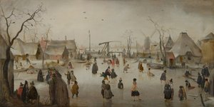 Néerlandais : Animation sur glace dans un village Scène de glace - Hendrick Avercamp