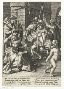 La balance du mariage (série Spreekwoorden naar Karel van Mander) - Hendrick Goltzius (attributed to workshop of)