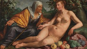 Vertumne et Pomone - Hendrick Goltzius (signed by artist)