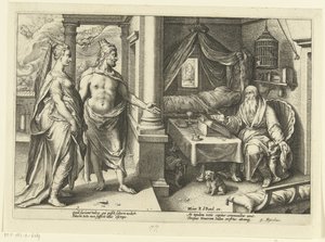 Junon et Jupiter consultent Tirésias - Hendrick Goltzius (workshop of)