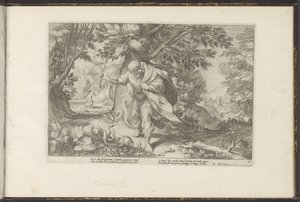 Tirésias frappe deux serpents accouplés - Hendrick Goltzius (workshop of)