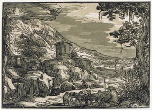 Paysage arcadien avec un berger - Hendrick Goltzius