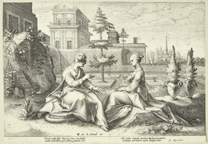 Juno déguisée en Beroë avertit Sémélé - Hendrick Goltzius