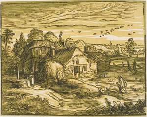 Paysage avec une ferme, de Quatre petits paysages - Hendrick Goltzius