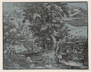 Paysage avec un couple de bergers