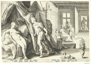 Mercure entre dans la chambre de Hersé après avoir transformé Aglaure en pierre - Hendrick Goltzius