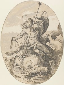 Oceanus, planche deux de Demogorgon et les divinités - Hendrick Goltzius
