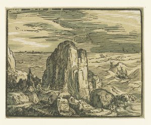 Roche sur une côte (quatre petits paysages) - Hendrick Goltzius