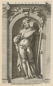 Saturne, feuille 1 de la série «Huit divinités antiques» - Hendrick Goltzius