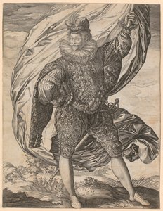 Porte-étendard debout, la tête tournée vers la gauche - Hendrick Goltzius