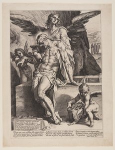 Le sauveur mort soutenu par un ange
