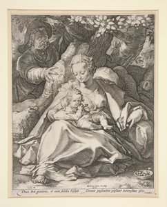 La Sainte Famille sous le cerisier / Repos pendant la fuite en Égypte sous un cerisier - Hendrick Goltzius