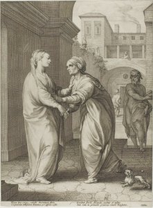 La Visitation, deuxième planche de La naissance et les débuts de la vie du Christ - Hendrick Goltzius