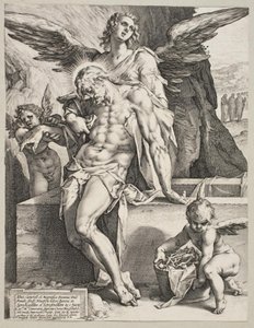 Le corps du Christ soutenu par un ange