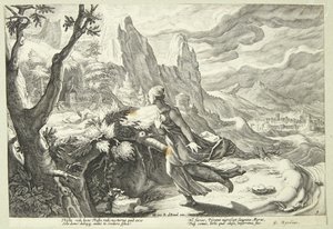 Thisbé effrayée par le lion - Hendrick Goltzius