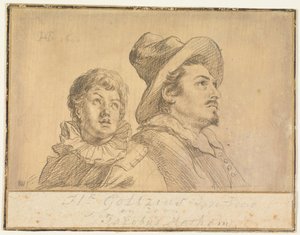 Deux hommes, peut-être Jan Matthijs Ban et Philips van Winghe (recto). Garçon coiffé d