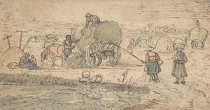 Paysans chargeant du foin, vers 1620