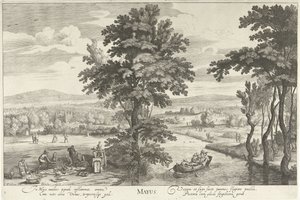 Mai, avec une compagnie dans un paysage - Hendrick Hondius (I)