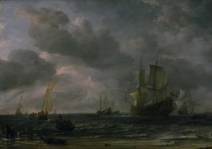Navires dans une brise au large de la côte néerlandaise - Hendrick Jacobsz Dubbels