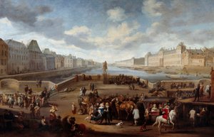 Vue de Paris avec le Louvre, prise du pont Henri IV (actuel Pont Neuf)