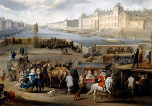Vue de Paris avec le Louvre, prise du pont Henri IV