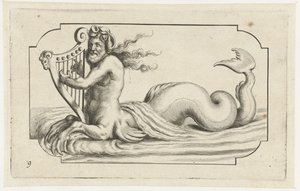 Triton jouant de la harpe