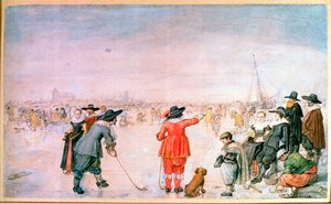 Golf sur la glace sur la rivière Ijsel près de Kampen