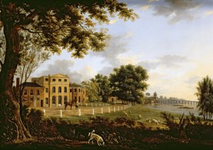 Vue de Chelsea Farm avec la Tamise et le pont de Battersea, 1790