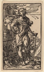 Jeune homme debout avec une canne - Hendrik Goltzius
