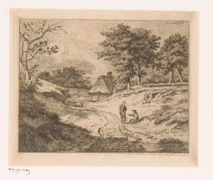 Paysage avec une personne indiquant le chemin à une autre