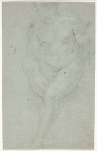 Étude de modèle masculin, assis avec la jambe droite relevée - Hendrik Krock