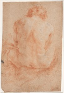Étude de modèle masculin, assis, vu de dos