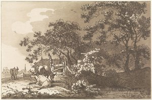 Paysage avec vaches