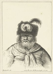 Homme assis avec un bonnet de fourrure