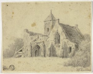 Église de campagne en ruines - Hendrik Pieter Koekkoek