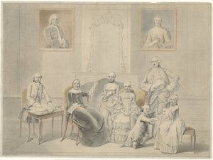 Les enfants de Pieter Cornelis Hasselaer et Clara Wendela Sautijn, dont les portraits sont accrochés au mur, avec leur grand-mère Wendela Eleonora Reael - Hendrik Pothoven