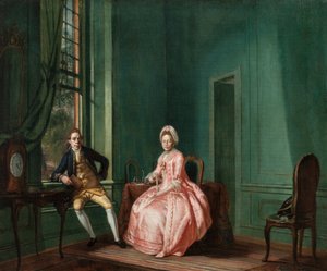 Le poète Johannes Nomsz et son épouse Anna Maria Telghorst dans leur salon, Amsterdam - Hendrik Pothoven