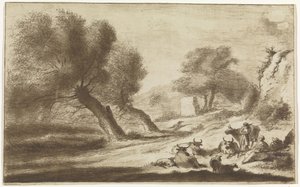 Paysage avec bergers au repos et bétail - Hendrik Spilman