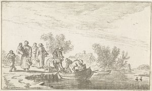 Paysage fluvial avec bateau à rames amarré - Hendrik Spilman