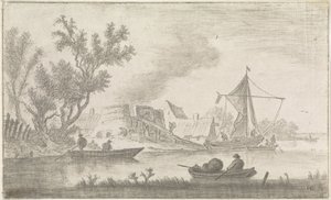 Paysage fluvial avec fours à chaux