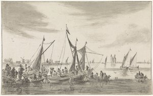 Vue de rivière avec voiliers - Hendrik Spilman