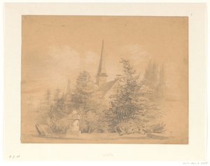 Petite église entre les arbres - Hendrik Valkenburg