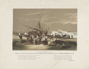 Vue de plage avec des femmes de pêcheurs en deuil, 1868