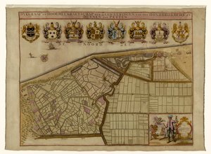 Carte de la digue de Hondsbossche et des dunes près de Petten