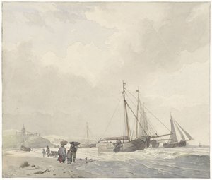 Vue de la plage de Scheveningen - Hendrikus van de Sande Bakhuyzen