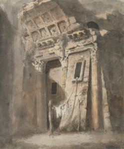 Arc en ruine avec une ligne de lavage, peut-être à Rome