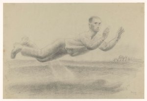 Autoportrait avec les mains levées flottant dans un paysage
