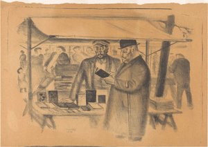 Étal de livres sur un marché