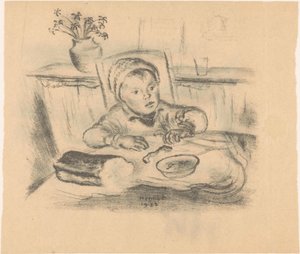 Enfant avec bonnet à table